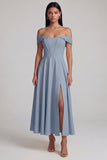 Off the Shoulder Corset A Line Satin Yellow Maxi Dress