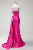 Royal Blue Mermaid Beaded Corset Prom Dress with Sash