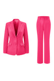 Dark Fuchsia 2 Piece Notched Lapel Women Prom Suit