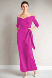 Navy Mermaid Off the Shoulder Mother of The Bride Dress
