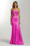 Sky Blue Strapless Cut Out Mermaid Satin Formal Dress