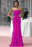 Coffee Strapless Sheath Ruched Gala Dress