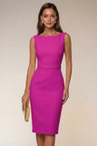 Ivory Bodycon Midi Work Dress with Slit
