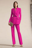 Double Breasted Peak Lapel 2-Piece Pink Work Suit