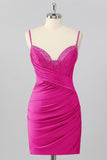 Royal Blue Beaded Ruched Corset Tight Homecoming Dress