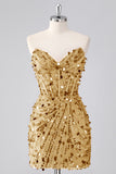 Fuchsia Corset Strapless Beaded Homecoming Dress with Sequins