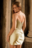 Grey Silver Beaded Corset Bodycon Strapless Homecoming Dress