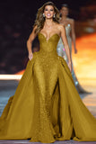 Sparkly Dark Red Mermaid Strapless Pageant Dress
