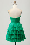 Yellow A Line Tiered Strapless Homecoming Dress with Bow