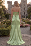 Strapless Corset Mermaid Burgundy Appliqued Prom Dress
