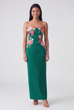 Strapless Light Yellow Printed Sheath Wedding Guest Dress