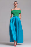 Off the Shoulder A Line Fuchsia and Red Formal Dress