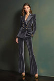 Dark Green Double Breasted Velvet 2-Piece Women Business Suits