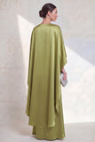Green Satin Mermaid Ruched Mother of the Bride Dress with Cape