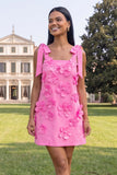 A-Line Lilac Floral Homecoming Dress with Sash