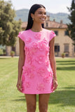 Ivory Floral A-Line Homecoming Dress with Cap Sleeves