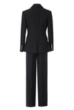 3 Piece Black Peak Lapel Women Business Casual Suits