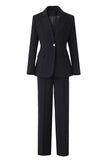 3 Piece Black Peak Lapel Women Business Casual Suits