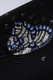 Black Shawl Lapel Beaded Sequin Prom Blazer With 3D Butterfly