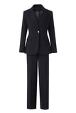 3 Piece Black Peak Lapel Women Business Casual Suits