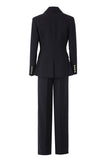 3 Piece Black Peak Lapel Women Business Casual Suits