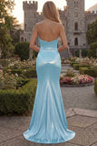 Green Mermaid Strapless Ruched Prom Dress