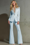 Shawl Lapel White 2-Piece Women Work Suits With Sequins