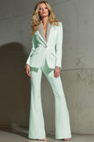 Shawl Lapel White 2-Piece Women Work Suits With Sequins