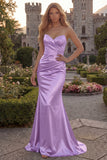 Green Mermaid Strapless Ruched Prom Dress
