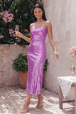 Sparkly Gold A Line Midi Wedding Guest Dress