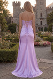 Strapless Corset Mermaid Burgundy Appliqued Prom Dress