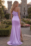 One Shoulder Mermaid Blush Ruched Prom Dress