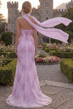 Mermaid Strapless Blush Corset Prom Dress