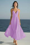 Ivory A Line Spaghetti Straps Long Holiday Dress