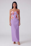 Strapless Light Yellow Printed Sheath Wedding Guest Dress
