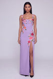Floral Black Sheath Maxi Wedding Guest Dress with Slit