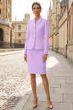 Light Yellow Notched Lapel 2 Piece Short Work Dress