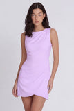Satin Sleeveless Ruched Bodycon Mini White Dress