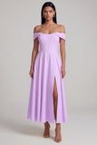 Off the Shoulder Corset A Line Satin Yellow Maxi Dress