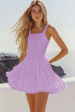 White A Line Pleated Short Graduation Dress