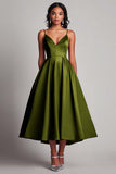 A Line Spaghetti Straps Red Formal Dress