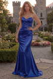 Green Mermaid Strapless Ruched Prom Dress