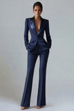 Dark Green Peaked Lapel 2 Piece Classic Women Suits