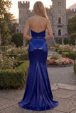Green Mermaid Strapless Ruched Prom Dress