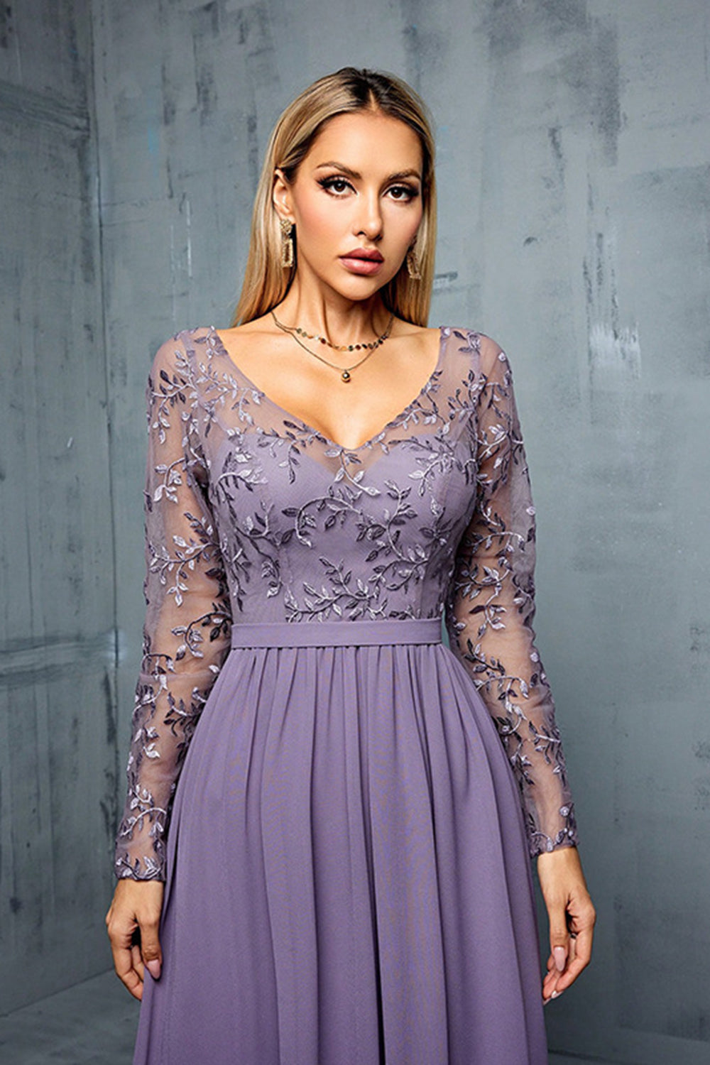 Grey chiffon cap sleeve maxi dress online