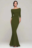 Simple Mermaid Bateau Neck Black Tie Dress