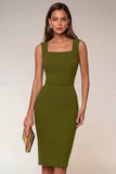 Bodycon Navy Spaghetti Straps Midi Work Dress