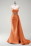 Royal Blue Mermaid Beaded Corset Prom Dress with Sash