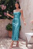 Sparkly Gold A Line Midi Wedding Guest Dress
