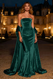 Silver Strapless Mermaid Velvet Maxi Formal Dress With Cape